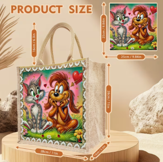 Preview: Diamond Painting Tragtasche Katze und Hund